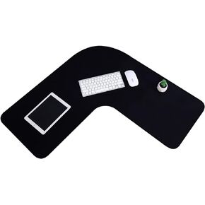Amylove L Shaped Mouse Pad Corner Desk Pad Waterproof Mouse Pad, Large Rubber Corner Mouse Mat for Office Home L Shaped Desk Gaming Setup Computer Protection Supplies, 36.2 Inches, Black