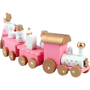 NUOBESTY Christmas Wooden Trains Christmas Decorations 4 Sections of Christmas Train Children's Holiday Birthday, Mini