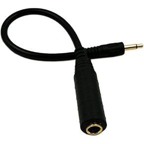 zdyCGTime (2Pack 6.35mm 1/4" Mono to 90 Degree 3.5mm 1/8" TS Mono Connectors Cable Right Angle 3.5mm Mono Male to 6.35mm Female Plug Cable for Microphone to External Soundcard, etc.(30CM/12Inch)