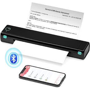 طابعات محمولة لاسلكية للسفر، طابعة محمولة بدون حبر لاسلكية M08F، طابعة حرارية بلوتوث، طابعة متنقلة تدعم الورق الحراري مقاس 8.5 بوصة × 11 بوصة، طابعة سفر للمكتب والمنزل