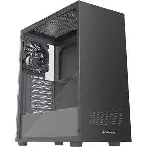 حافظة كمبيوتر ATX، حافظة كمبيوتر ألعاب من الزجاج المقوى، حافظة ATX بتصميم لوحة متكاملة، مروحة 1 × 120 مم مثبتة مسبقًا، حقيبة كمبيوتر مع USB 3.0، أسود، 625 فولت in Kuwait