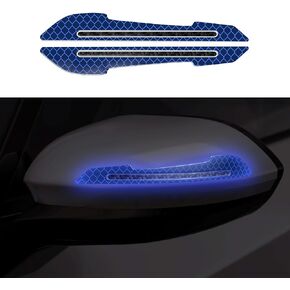 Maicican Car Sticker, 4 PCS Anti-Collision Reflective Stickers Rearview Mirror Car Handle Bumper Protector Night Safety Warning Stickers, Car Accessories Decorative Decals. (Blue)