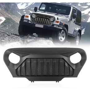 Matte Black Front Grille Grill for Jeep Wrangler TJ Gladiator 1997 1998 1999 2000 2001 2002 2003 2004 2005 2006