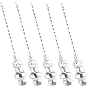 5Pcs Grease Injector Needle with Protective Cover,18G 1-1/2" Stainless Steel Grease Gun Needle Tip Grease Gun,Universal Grease Needle for Grease Gun