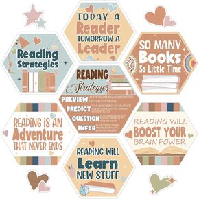 22Pcs Boho Reading Posters Reading Bulletin Board for Classroom Boho Rainbow Read Poster Motivational Elementary Educational Reading Corner Poster for Classroom Library School Home Display Wall Decor