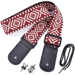 CLOUDMUSIC Ukulele Strap Ethnic Hawaiian Pattern For Soprano Concert Tenor Baritone(Red)