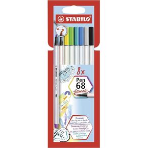 STABILO Premium Fibre-Tip Pen with Brush Tip Pen 68 brush - Pack of 10 - Black