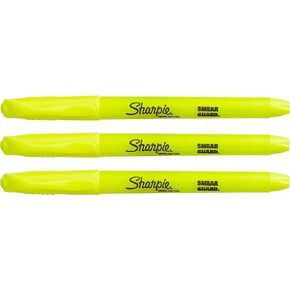 Sharpie Pocket Highlighter, Chisel Tip Florescent Yellow, 3 Pens Per Order 27084