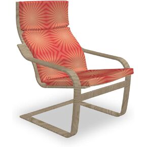 Lunarable Sunburst Armchair Pad and Slipcover, Sun Rays 70's Style Dazzling Abstract Funky Retro Illustration, 1 Piece Soft Cushion Replacement with Removable Cover, Salmon Sienna