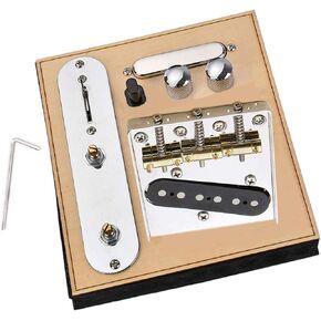 Combos of Prewired Electric Guitar Control Plate System, Threaded Saddles Dual Loading Bridge Plate Loaded Alnico V Single Coil Neck Bridge Pickups Set, Chrome-13A