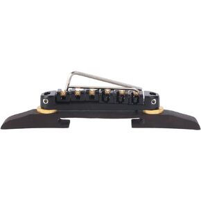 Milisten 2pcs Rosewood Adjustable Archtop Guitar Bridge Gold Roller Saddles Guitar Parts Bridge Tailpiece Arched Component