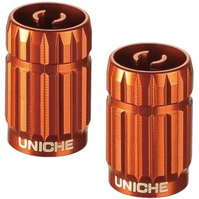 UNICHE Tire Valve Stem Caps w/Core Remover, Universal for Cars Trucks Motorcycles SUVs and Bikes (Orange)