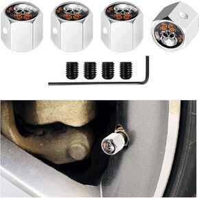 Augeny 4 PCS Locking Tire Valve Stem Caps, Hexagon Anti-Theft Design Car Tire Valve Stem Cover with Rubber Ring, Universal Dust Proof Wheel Tyre Air Valve Caps for All Vehicles (Black)