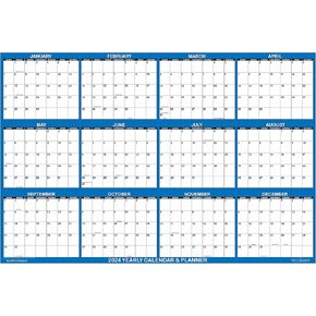 تقويم حائط SwiftGlimpse 2024 مقاس 36 بوصة × 54 بوصة قابل للمسح كبير رطب وجاف ومغلف مخطط حائط سنوي سنوي لمدة 12 شهرًا، أفقي، كحلي in Kuwait