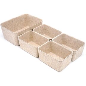 office Drawer organizers bins Deep draw organiser Felt storage bin drawers Desk draw dividers boxes for toys makeup jewelery rolled ties organizing 5 pack (Hot pink) in Kuwait