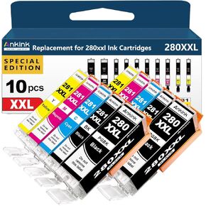 Ankink Compatible Ink Cartridge Replacement for Canon 280XL 281XL 280XXL 281XXL 280 281 XXL for TR8620a TR8520 TR8620 TR8600 TR7520 TS702a TS9520 TS9521C TS6120 TS6220 TS9120 TS6320 TS8220 (10-Pack)