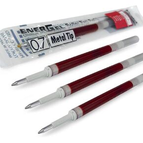 4 x PENTEL Energel 0.7mm Refill Metal Tip LR7 - Fits Energel Xm, BL77/BL57/BL37 - RED