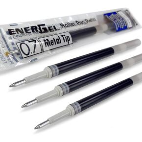 4 x PENTEL Energel 0.7mm Refill Metal Tip LR7 - Fits Energel Xm, BL77/BL57/BL37 - Navy
