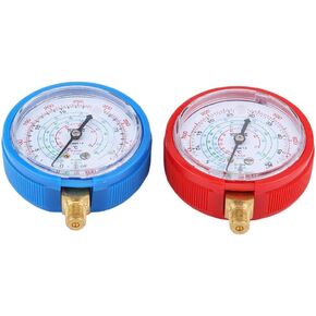 Air Conditioner Pressure Gauge,Pair of Air Conditioner R410A R134A R22 Refrigerant High & Low Pressure Gauge Kit Mechanical Manifold Gauge Set Compatible with R410A R134A R22 Refrigerant