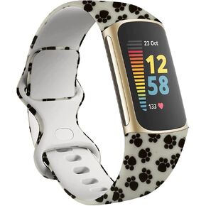 Compatible with Fitbit Charge 6/Charge 5 Bands Smartwatch Unique Pattern Silicone Soft Wristband Replacement Straps for Charge 6/Charge 5 SmartWatch Band Women Men