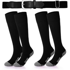 Toddler Baseball/Softball Socks and Belt Combo Kids T-Ball Socks Set for Youth Boys (2 Pairs of Socks & 1 Belt)