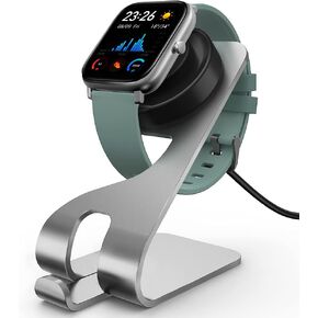 Charger Stand Compatible with Amazfit GTR 2, GTR 2e, GTS 2 Mini, Premium Aluminum Charing Dock Station with 5ft 150cm USB Charging Cord Cable Accessories for Amazfit Smart Watch - Gray