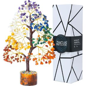 ZAICUS Seven Chakra Crystal Tree - Handcrafted Gemstone Tree for Healing, Balance, and Decor | Amethyst, Carnelian, Clear Quartz, and More | Perfect for Meditation and Spiritual Gift - 10-12 Inch in Kuwait