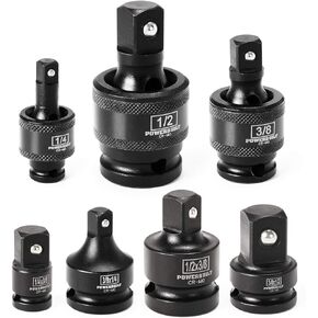 Powerbuilt 647095 7pc Impact Universal Joint & Adapter Set, Black