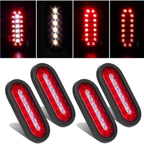 LIMICAR 6" Oval Trailer Lights, 22 LED Trailer Lights, Stop Brake Lights Taillights Running Red and White Backup Reverse Lights, LED Trailer Lights Kit for Utility Trailer
