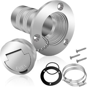 2"(50mm) Boat Gas/Fuel Deck Fill/Filler with Keyless Cap，2inch Stainless Steel Deck Filler Marine Hardware for Boat, Yacht, Caravan, Mirror- Polished Head