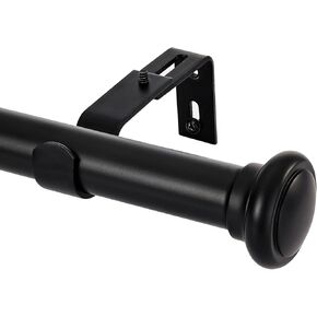 قضبان ستائر سوداء من Briofox - قضبان ستائر نافذة مقاس 1 بوصة للنوافذ من 72 إلى 144 بوصة، مجموعة قضبان ستارة نافذة واحدة متينة وحديثة قابلة للتعديل مع نهايات زخرفية in Kuwait