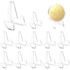 حوامل عرض العملات المعدنية من الأكريليك، 12 قطعة حامل عرض العملات المعدنية الواضح لعرض ساعة الجيب/رقائق الكازينو/الأعمال الفنية الصغيرة/ميداليات التحدي، بطول 2.3 بوصة in Kuwait