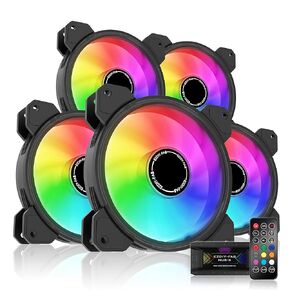 EZDIY-FAB 120mm Computer Case Fan,Motherboard Aura Sync Fan,High Airflow,Speed Adjustable,ARGB Fan with Fan Hub and Remote-3 Pack