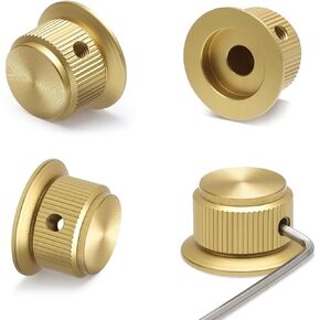 2/4 PCS Screw Style Aluminium Potentiometer Knobs 1/4" Universal Top Hat Knobs Bell Volume Tone Control Knobs. (Silver Without Indicator-1, Pack of 2)