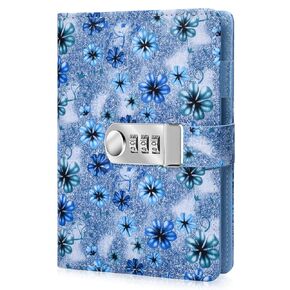 ARRLSDB Binder Diary with Lock, A6 Refillable Leather Diary Password Journal Locking Personal Journal Diary, Size: 7.3×5.3 Inch (Purple)