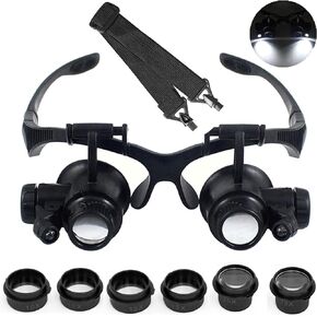 Magnifying Glasses with LED Light, LXIANGN Jeweler Loupe Watch Repair Magnifier with 8 Interchangeable Lens-2.5X 4X 6X 8X 10x 15x 20x 25x for Close Work