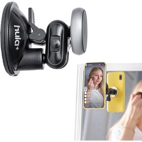 hula+ Magnet Phone Holder Reusable Stand, Portable Mount for Shower, Mirror, Kitchen, Window, & Bathroom Compatible. Compatible with All Phones, Ideal for Content, TikTok, Instagram, Movies & Music