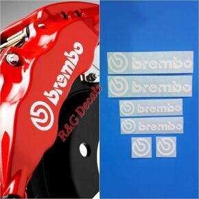 R&G Brembo Decal Combo Package for 6 Piston & 4 Piston & Brembo Logos Brake Caliper Decal Sticker High Temp Set of 6 Decals + Instructions + Decal Surface Preparation Solution (White)