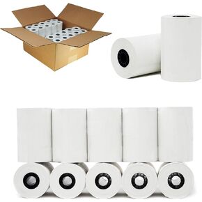 BuyRegisterRolls 3 1/8" x 90 ft Thermal Roll Paper (Pack of 25) width 3.15" (80MM) x 90 feet 27M Diameter Bpa Free for use in SM-T300, SM-T300I