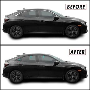 SlickMod Chrome Delete Blackout Vinyl Overlay for 2016-2021 Honda Civic Hatchback Window Trim (Gloss Black)