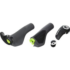 Ergon - GS2 Ergonomic Lock-on Bicycle Handlebar Grips with Small Size Bar End Support | for Mountain, Trail, Marathon and XC Bikes | Two Sizes | Black/Gray