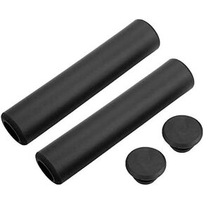 VGEBY 1Pair Bike Handlebar Grip, Non-Slip Bicycle Handle Lock-on Mountain Bike Grips Shock Proof Silicone Bike Grip with End Plugs (Black) Silicone Bike Grips Bike Handlebar Grips