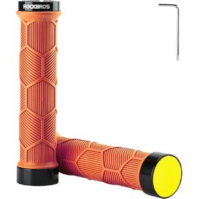 ROCKBROS Bike Grips, Bike Handle Grips, Double Lock-on High Gloss Reflector Bike Handlebar Grips Suit for BMX, MTB, Mountain, Folding Bike with 22mm Diameter