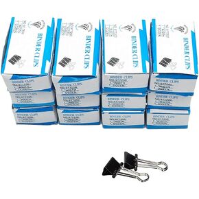 1/2 Inches Mini Binder Clips, 12 per Pack, 12 Pack for Office Work, Archive Work, Document Organizing, Black, Medium