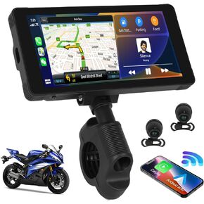 شاشة Carplay للدراجات النارية، Apple Car Play اللاسلكية ونظام تحديد المواقع العالمي (GPS) اللاسلكي لنظام Android للدراجات النارية، 5.5 بوصة مقاومة للماء محمولة Apple Carplay/Android Auto، تدعم Siri/Google Assistant in Kuwait