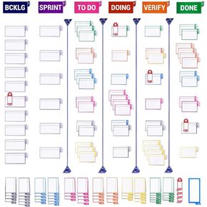 PATboard Kanban Board and Scrum Board – Full Toolset with 137 Scrum Cards for glassboard, Window – Nanocups Technology – Agile Board, Kanban Board kit – Project Management Tools