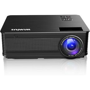 جهاز عرض، جهاز عرض فيديو WiMiUS 4K LED يدعم شاشة 200 بوصة، تصحيح الانحراف 4D ±50 درجة، وظيفة تكبير بنسبة 50% متوافقة مع جهاز التلفاز والكمبيوتر الشخصي والهاتف الذكي للأفلام الداخلية والخارجية in Kuwait