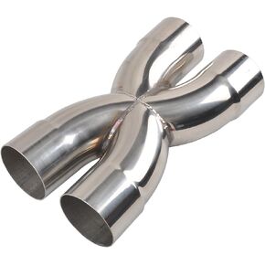 Exhaust Tip X Pipe 3'' Inch Inlet/Outlet Diameter, 12'' Inch Overall Length,Muffler Tip, Crossover X Pipe Polished Stainless Steel Weld On
