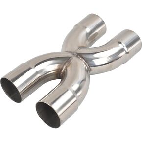 Exhaust Tip X Pipe 3'' Inch Inlet/Outlet Diameter, 12'' Inch Overall Length,Muffler Tip, Crossover X Pipe Polished Stainless Steel Weld On