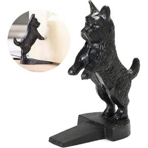 3.78 Lbs Dog Door Stop Wedge Decorative Cast Iron Door Stopper for Bottom of Door(Black)